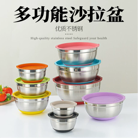 不锈钢盆沙拉碗打蛋盆硅胶底彩色塑料带盖料理盆沙拉盆烘焙搅拌碗 不锈钢 ｜ 中性 ¥ 4 .2 400+件 退货包运费 后天达 先采后付 回头率53% 潮州市潮安区彩塘镇希奈不锈钢制品厂